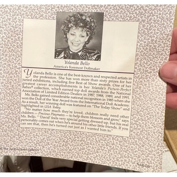 Ashton Drake Galleries David Yolanda's Precious Playmates Porcelain Doll - Picture 6 of 14